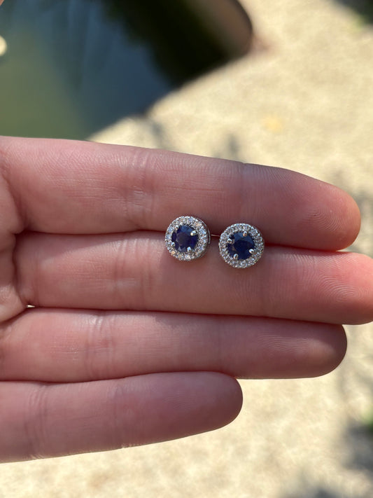 Aretes Zafiro con Halo