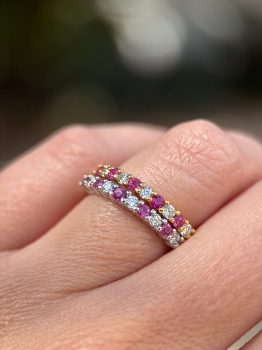 Churumbela Combinada Rubíes y Diamantes 2 mm