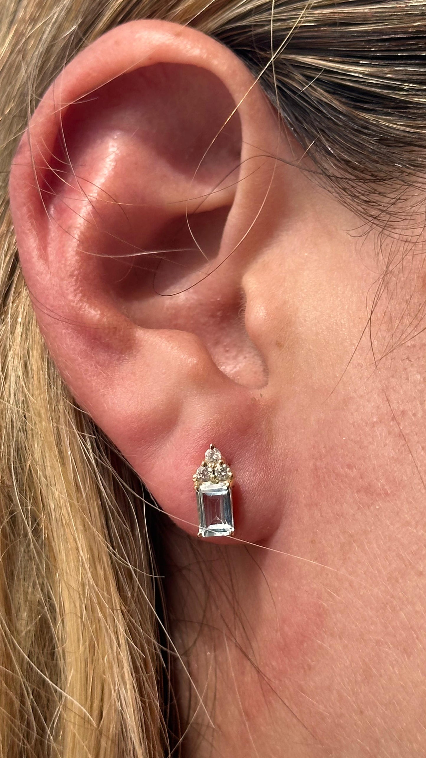 Aretes Aguamarina y Diamantes