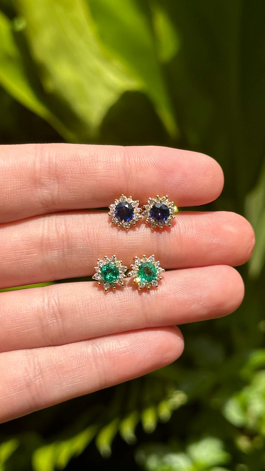 Aretes Flor Zafiro