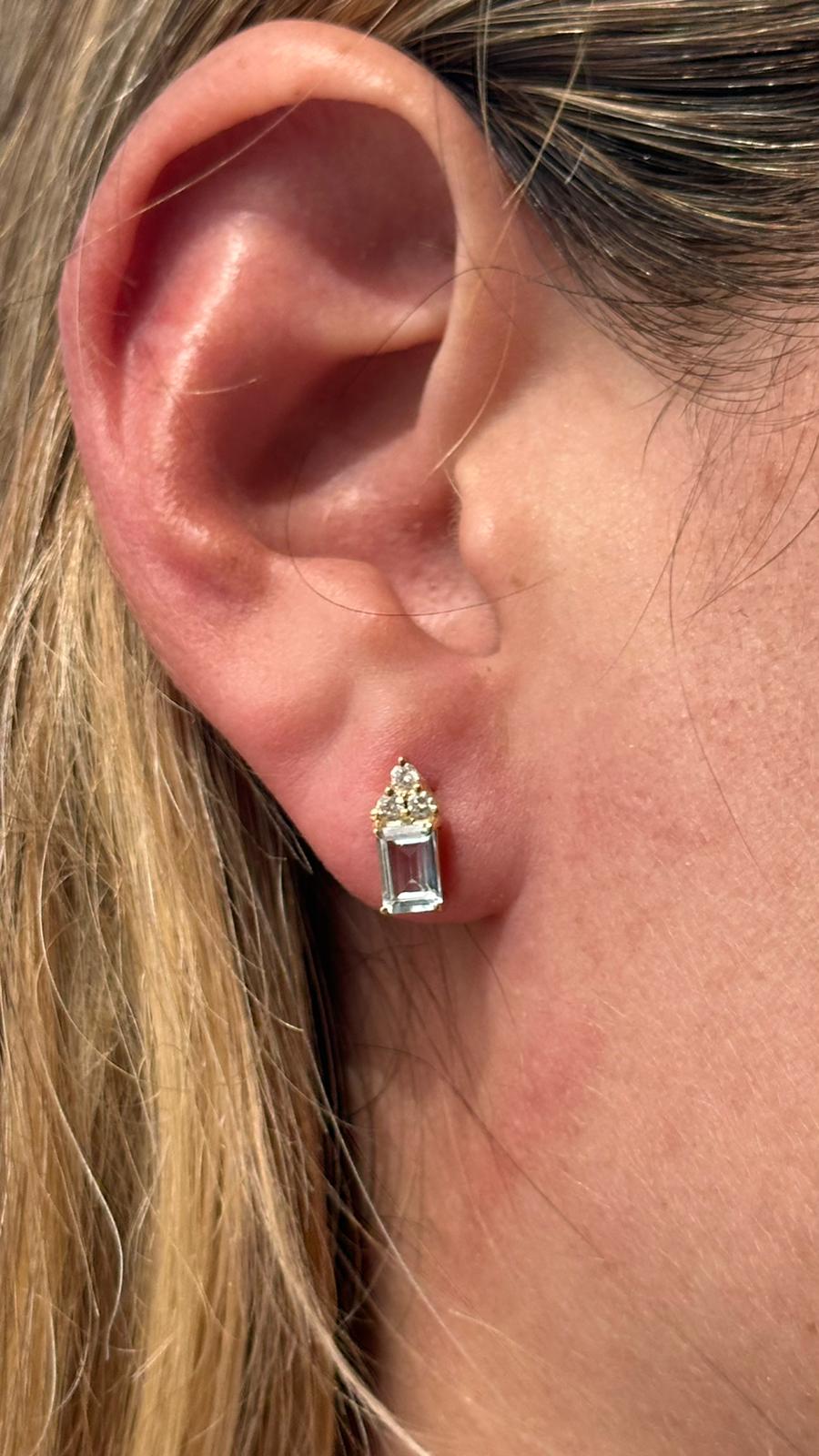 Aretes Aguamarina y Diamantes
