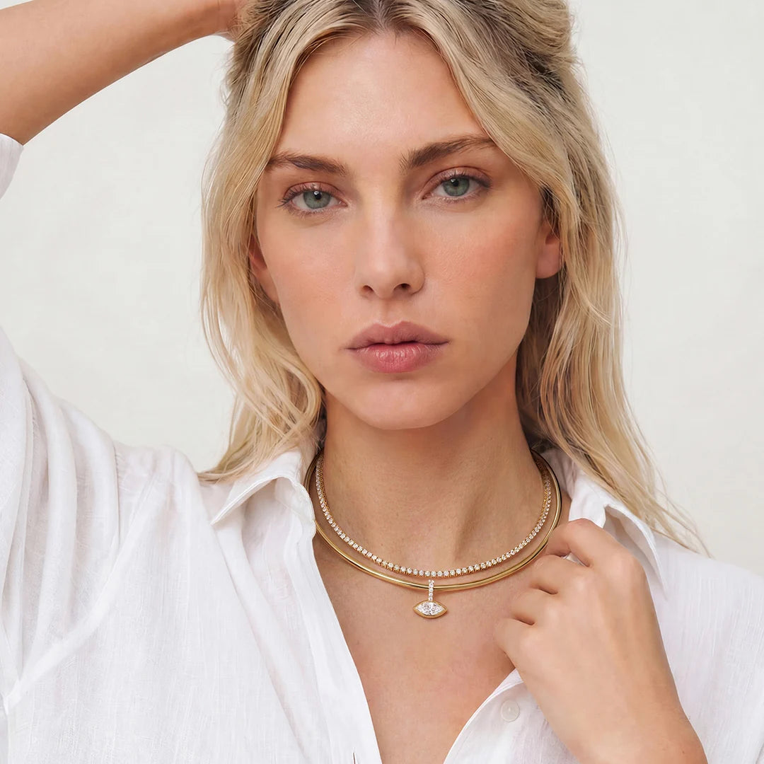 Collar rígido de oro 14K como base para charms y dijes