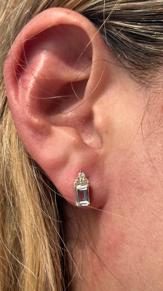 Aretes Aguamarina y Diamantes