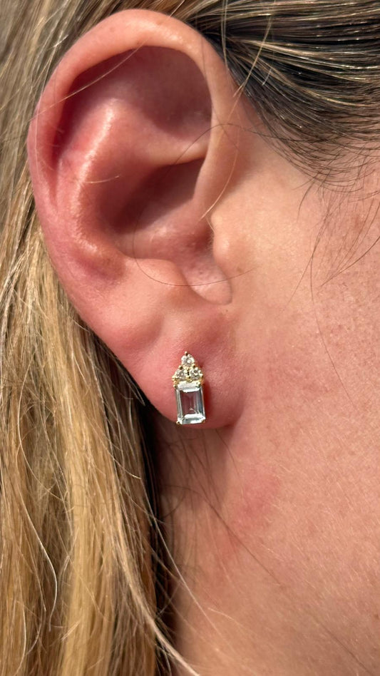 Aretes Aguamarina y Diamantes