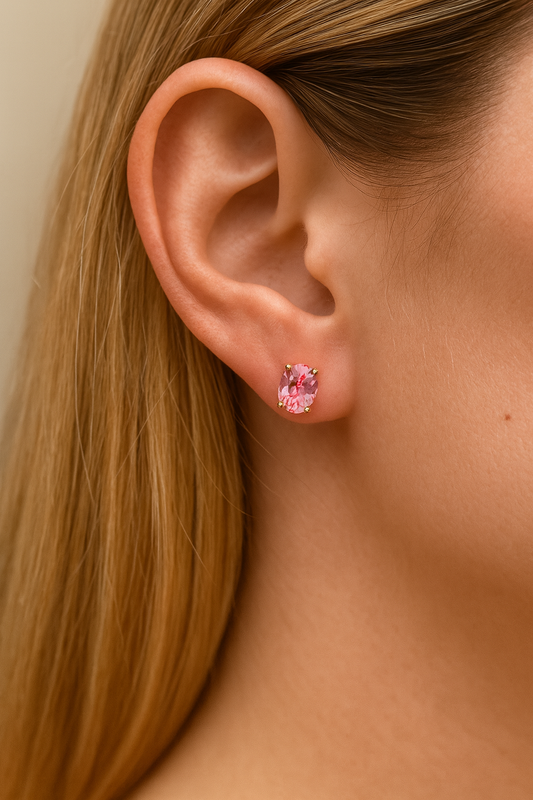 Aretes Zafiro Oval Rosa