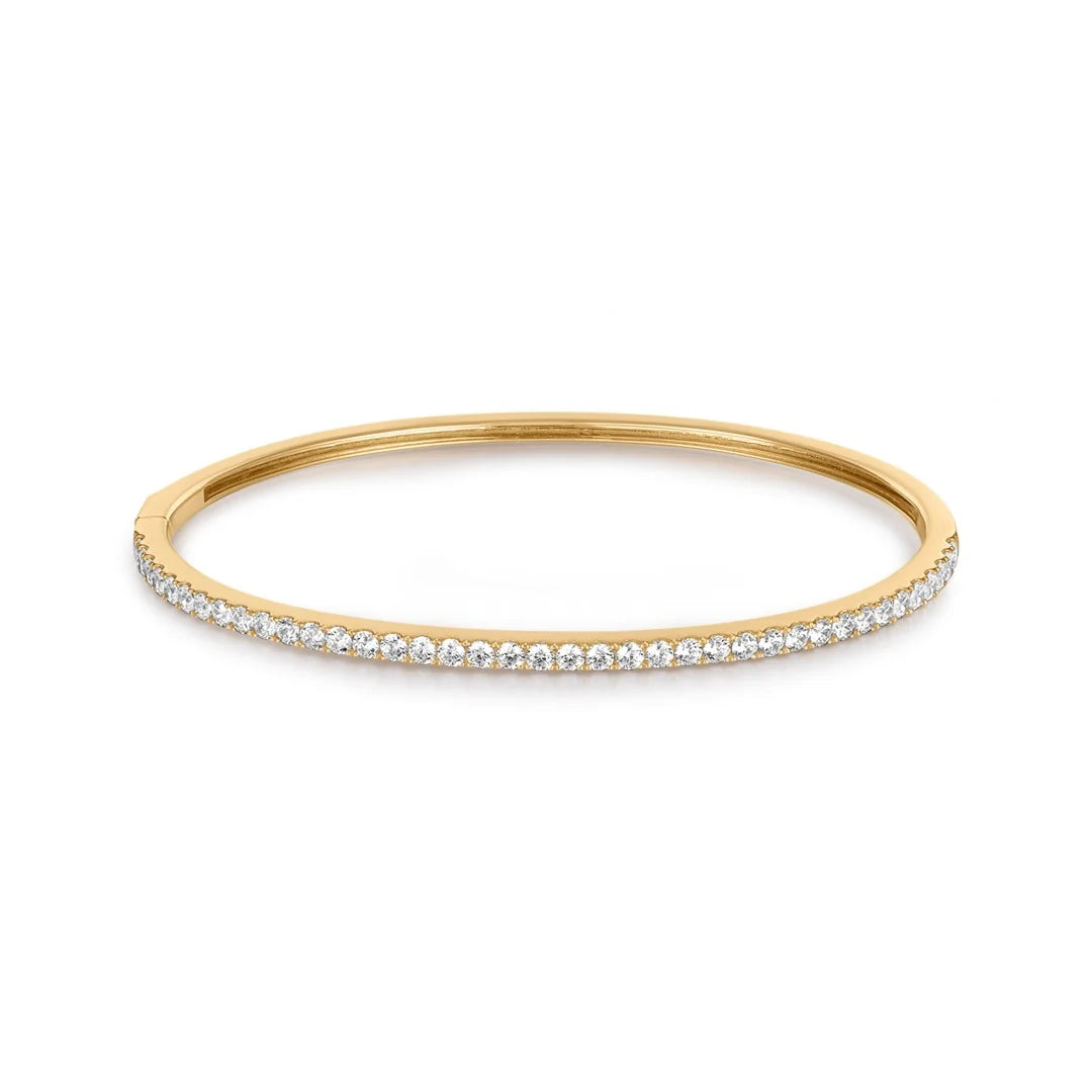 Pulsera bangle con pavé de 1.3 ct en diamantes en oro de 14K