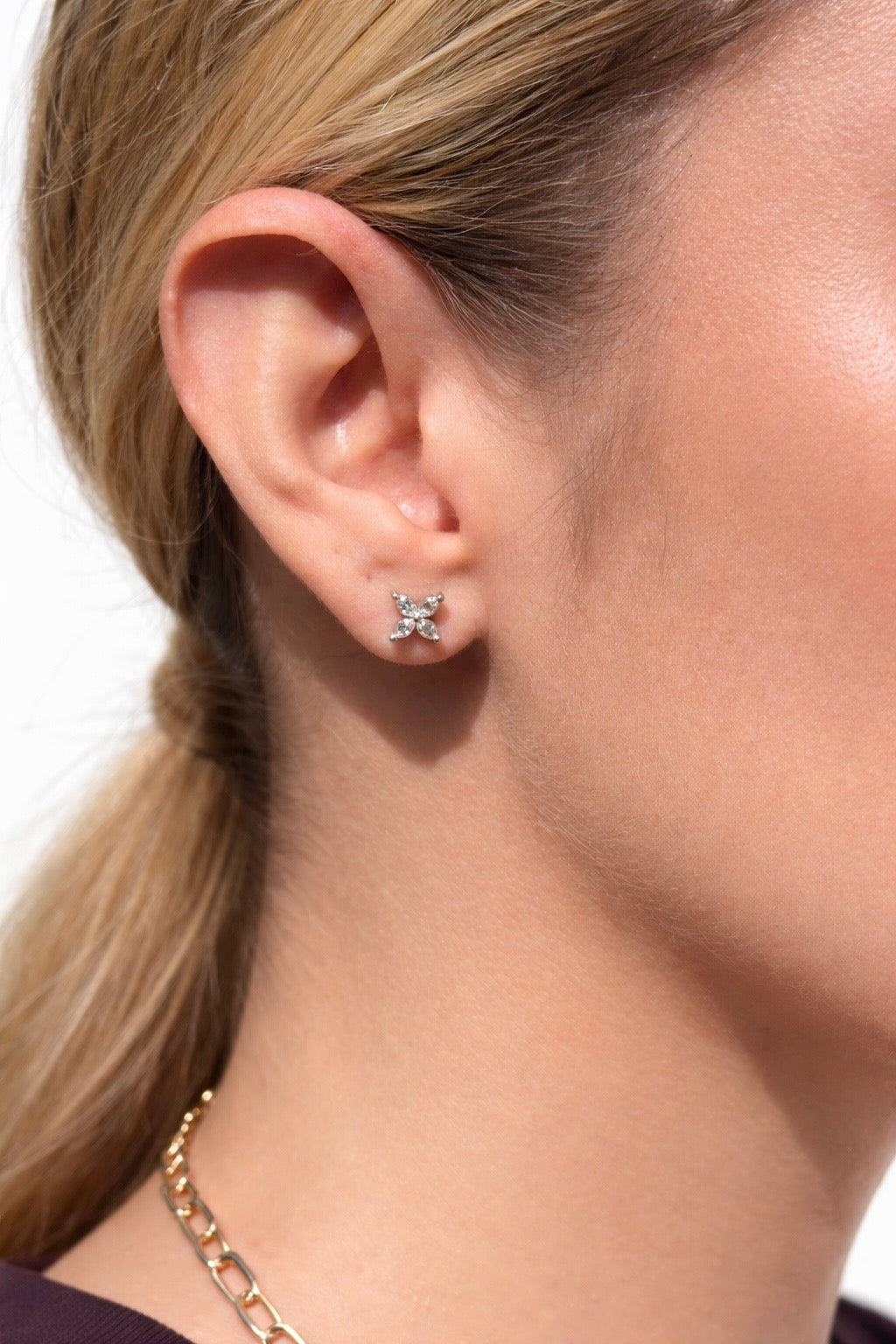 Aretes Flor Diamante