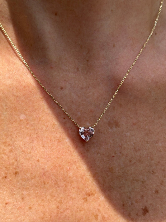 Collar Morganita Corazón de morganitas – joyería fina en oro de 14K | Emiliana