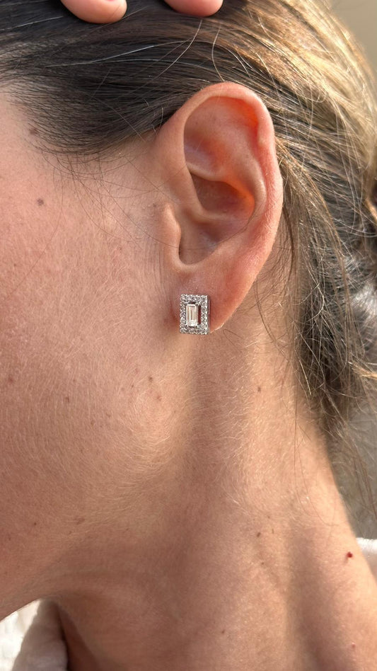 Aretes Baguette Halo