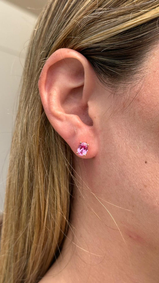 Aretes Zafiro Oval Rosa