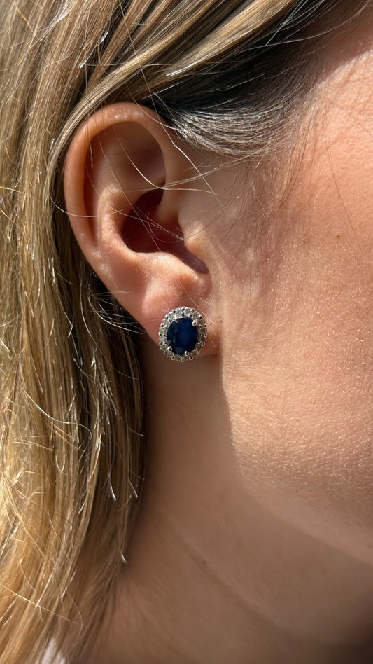 Aretes Roseta Zafiro Grande