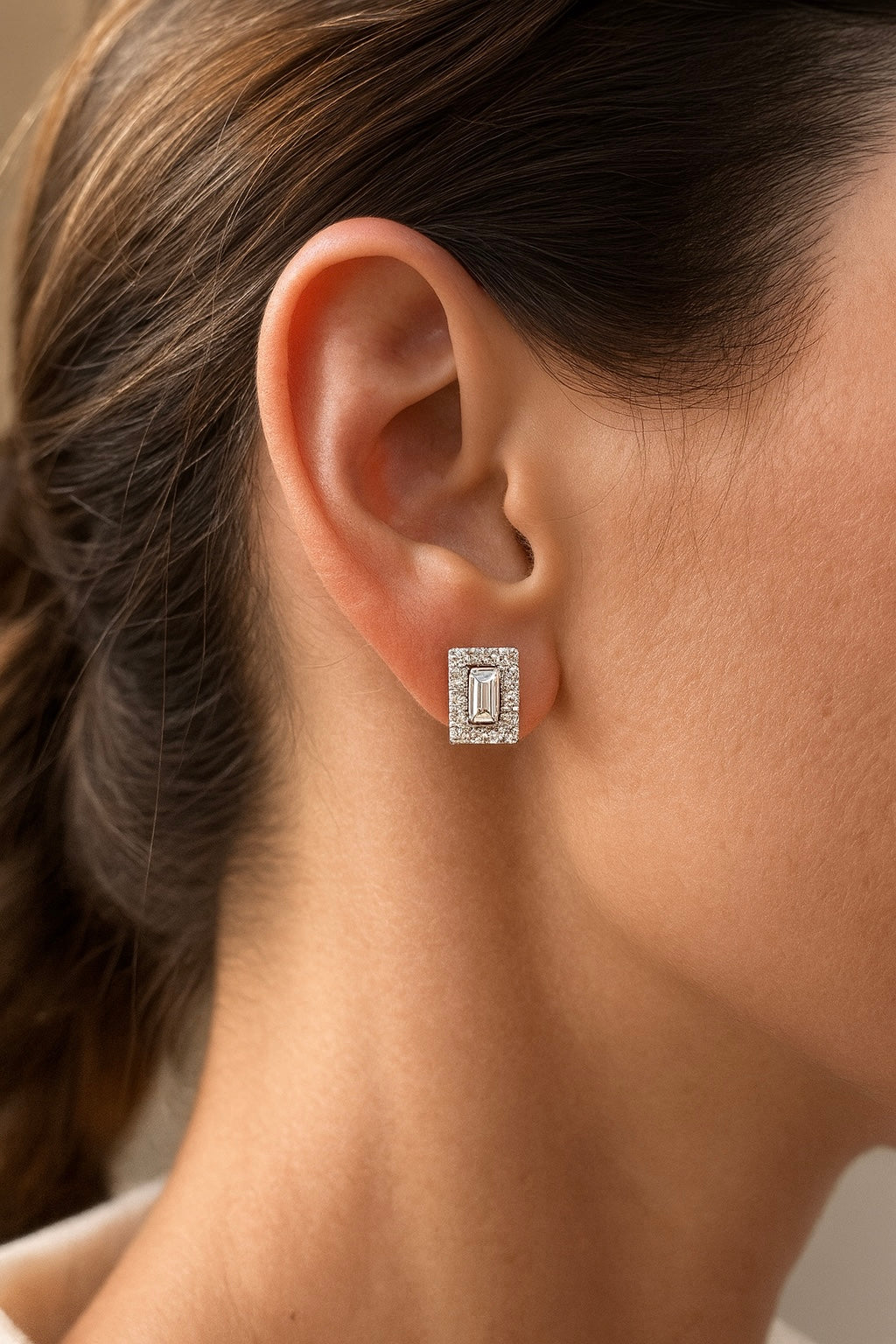 Aretes Baguette Halo