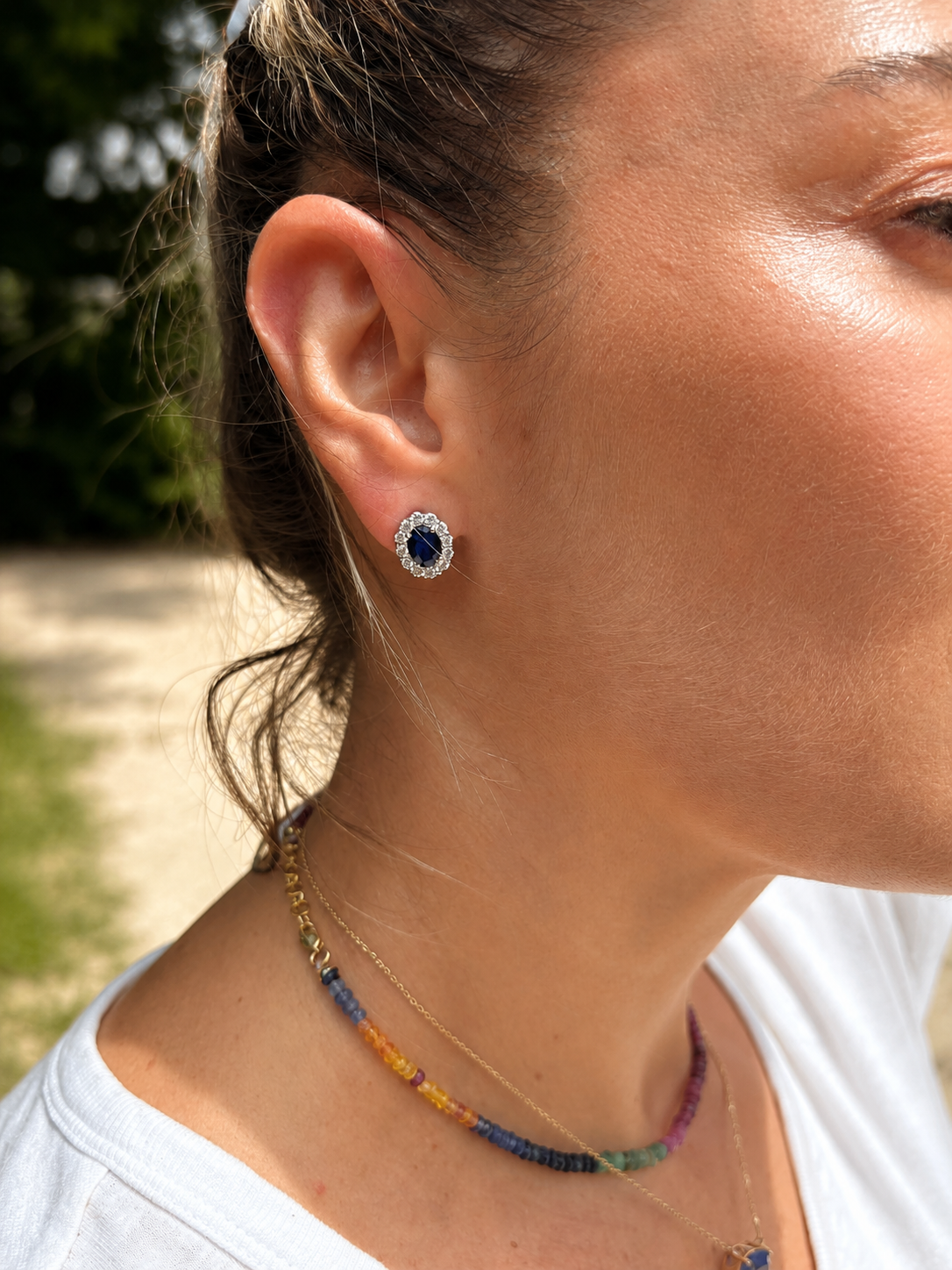 Aretes Diana en Zafiro 8x6