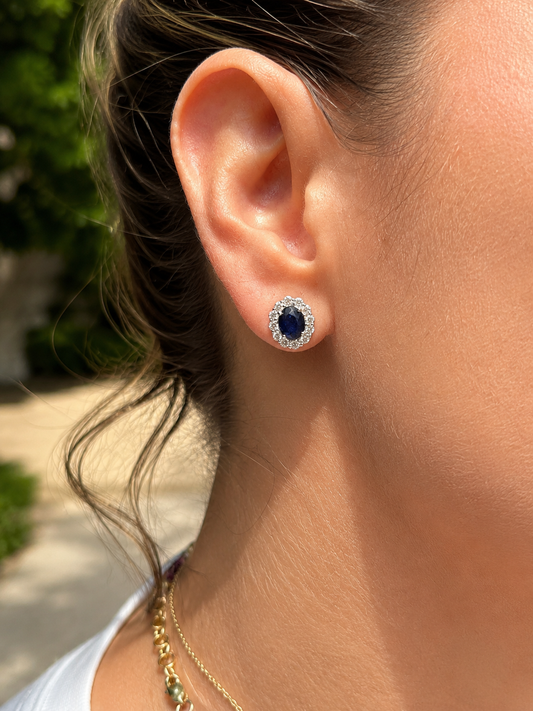 Aretes Diana en Zafiro 8x6