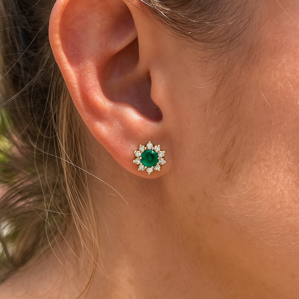 Aretes Flor Esmeralda