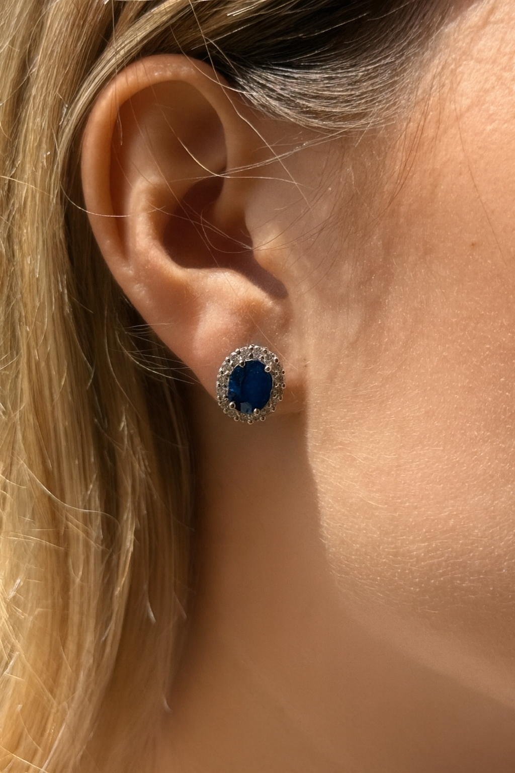 Aretes Roseta Zafiro Grande