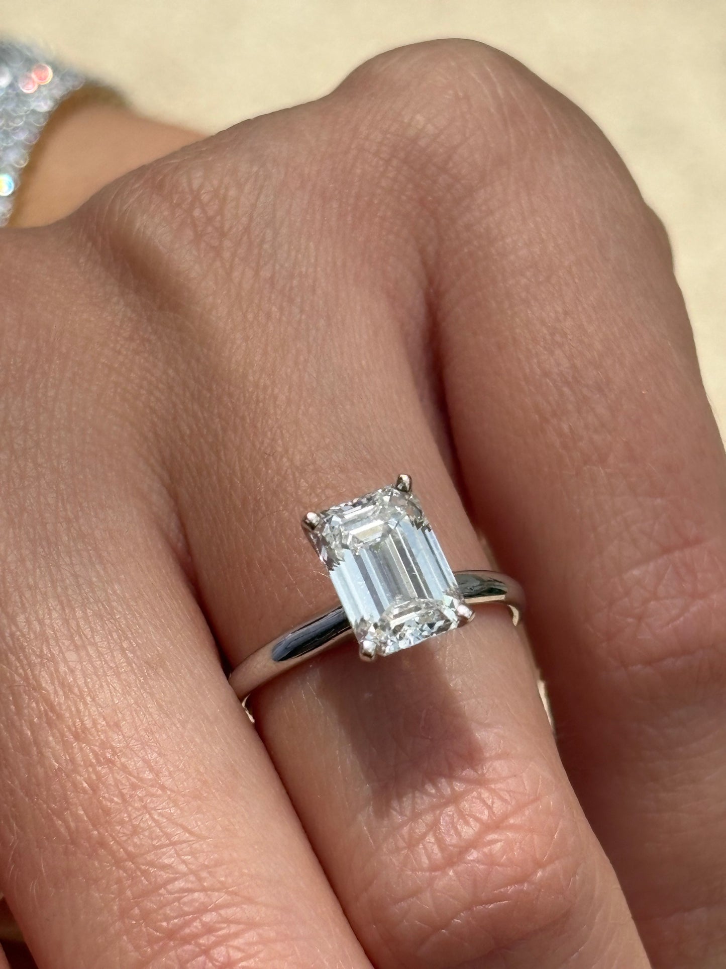 Solitario corte Esmeralda 3 Cts