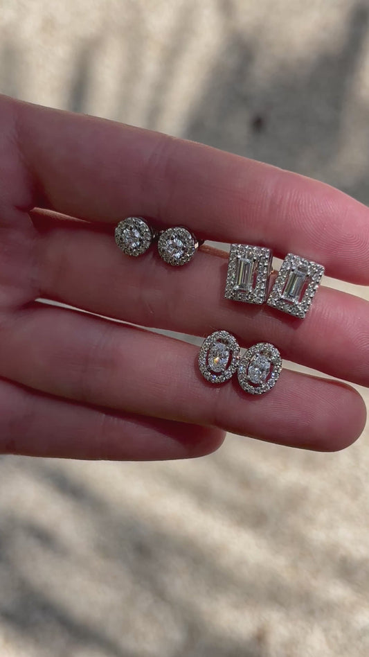 Aretes Baguette Halo